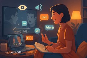 یادگیری زبان بدون زیرنویس فارسی – تمرکز بر شنیداری و زیرنویس انگلیسی